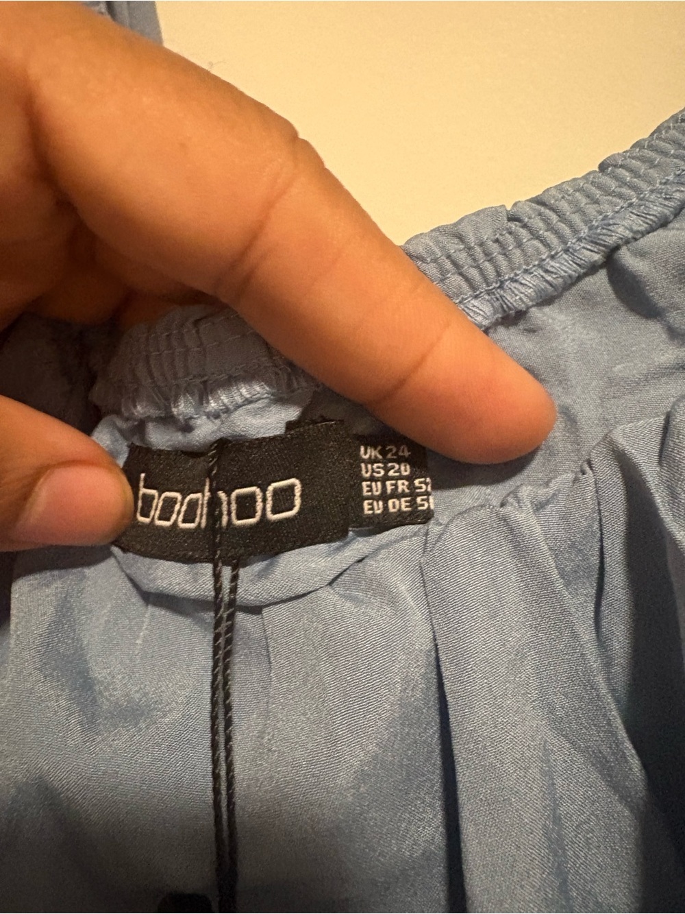 Boohoo Light Blue Plus Off-Shoulder Ruffle Blouse - Picture 6 of 6